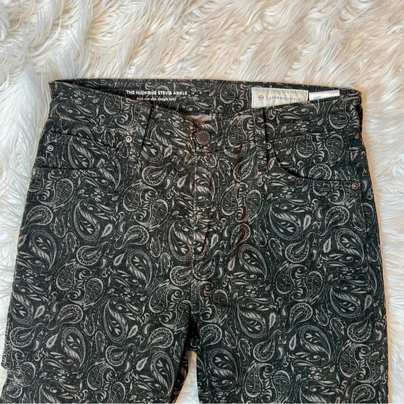 NWOT AG High Rise Stevie Slim Straight Ankle Velvet Pant Paisley Print Casual 28 - Picture 6 of 11